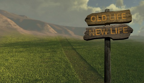 sign direction new life - old life made in 2d software